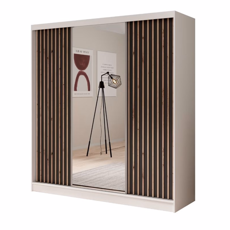 ArtAdrk Šatníková skriňa IDA | biela / čierna 200 cm