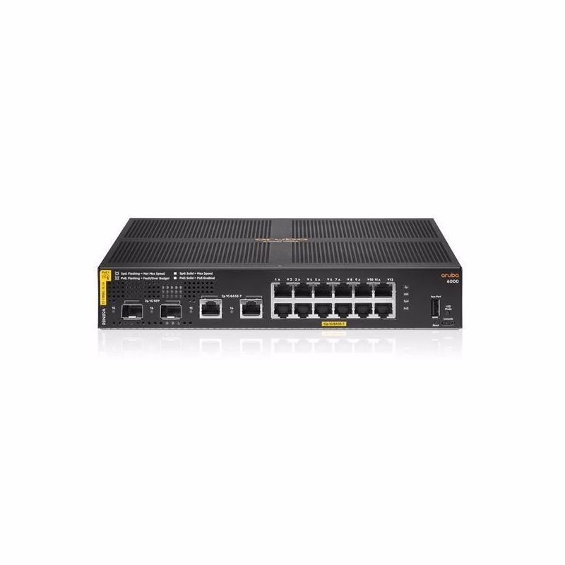 HPE Aruba Networking CX 6000 12G Class4 PoE 2G/2SFP 139W Switch R8N89AR RENEW
