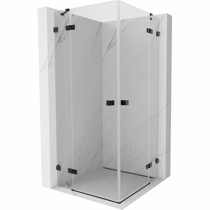 MEXEN/S - Lunar Duo sprchovací kút dvere krídlové 85 x 85, transparent, čierna 834-085L-085P-70-00