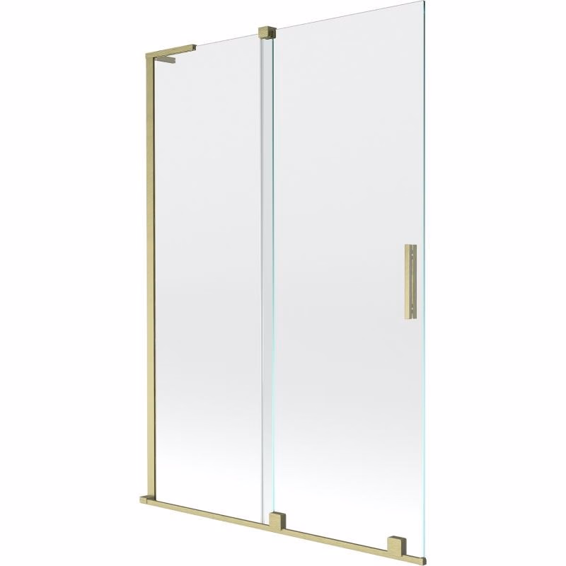 MEXEN/S - Velar L dvojkrídlová posuvná vaňová zástena 120 x 150, transparent, zlatá kartáčovaná 896-120-003-01-55