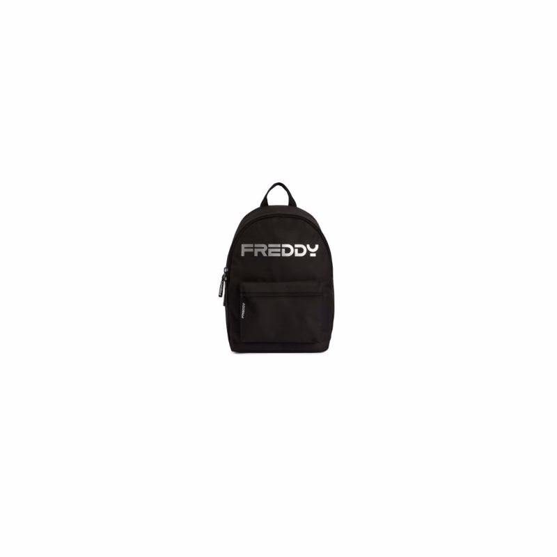 Dámsky batoh FREDDY Backpack with a silver logo and outer pocket-Black