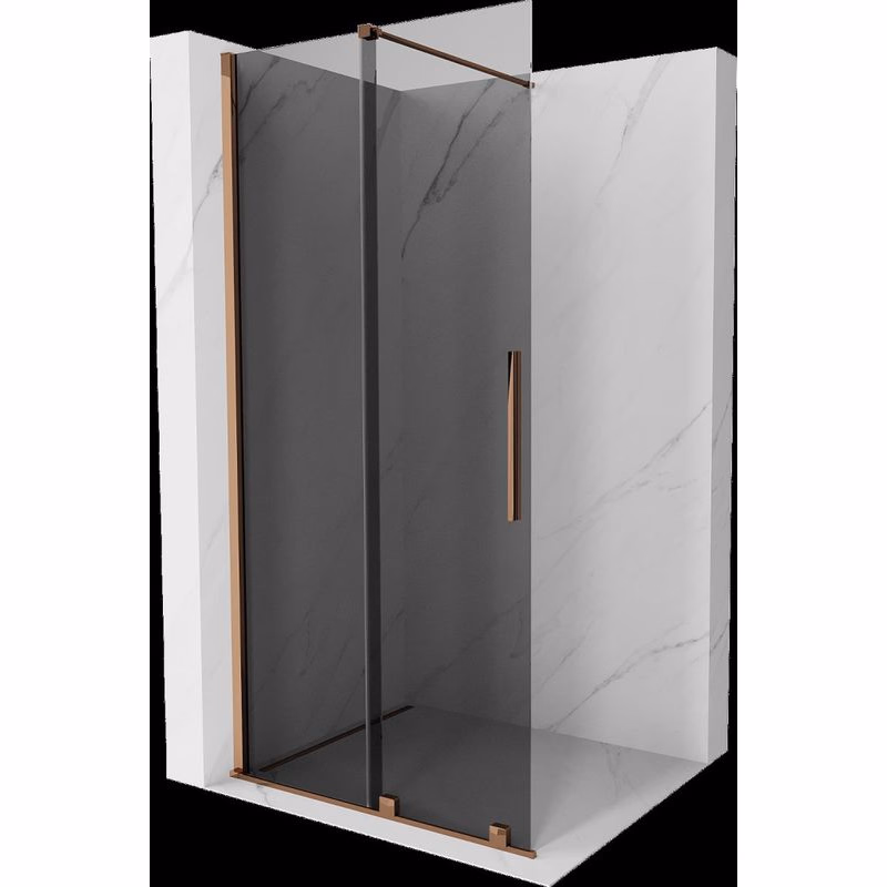 MEXEN/S - Velar Sprchová zástena posuvná Walk-in 80 x 200, grafit 8 mm, ružové zlato 871-080-000-43-60