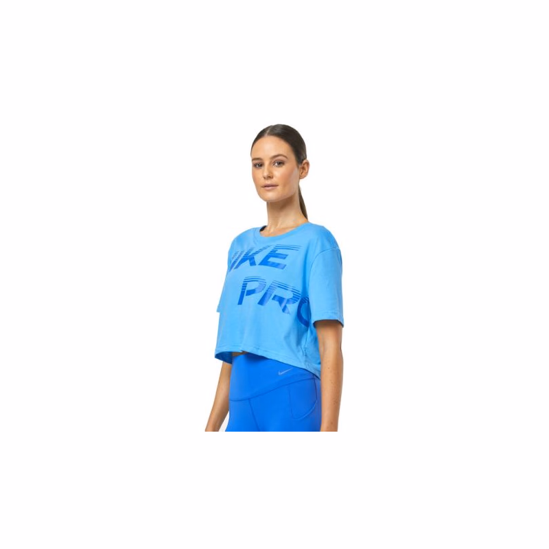 Dámske tréningové tričko s krátkym rukávom NIKE PRO W GRX SS-FQ4985-412-UNIVERSITY BLUE