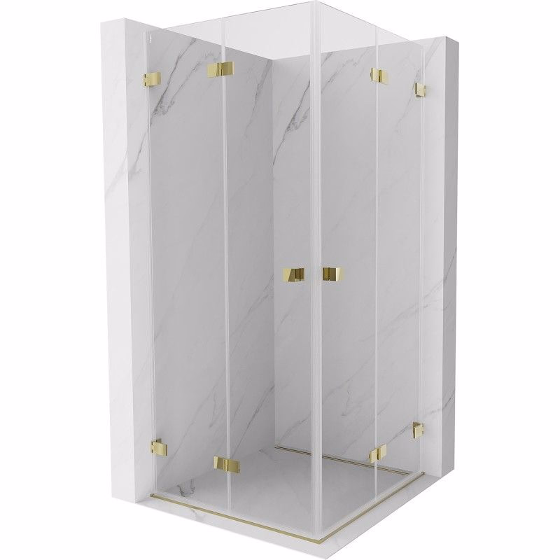 MEXEN/S - Lunar-F Duo sprchovací kút skladacie dvere 85 x 85, transparent, zlato 836-085L-085P-50-00