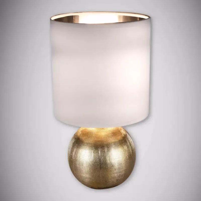 Stolná lampa Perlo E14 zlato/biely 03291 LB