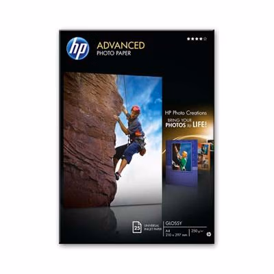 HP Advanced Glossy Photo Paper, Q5456A, fotopapier, lesklý, zdokonalený typ biely, A4, 250 g/m2, 25 ks, inkoustový