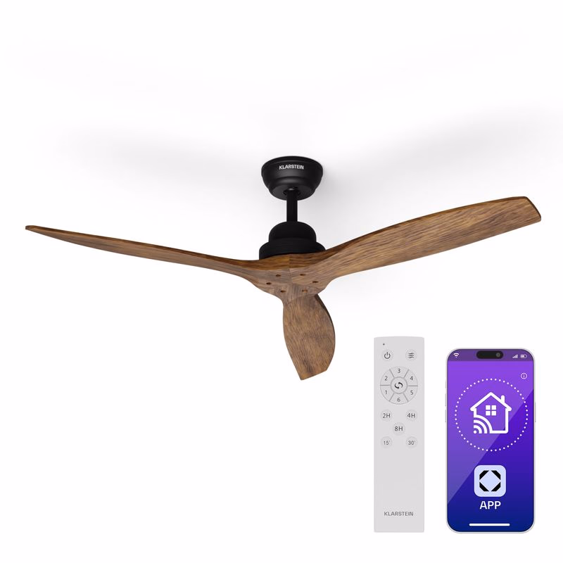 Klarstein Santa Elena Smart 52", Ø 132 cm stropný ventilátor, 10260 m³/h, lopatky z pravého dreva, 6 nastavení rýchlosti, diaľkové ovládanie