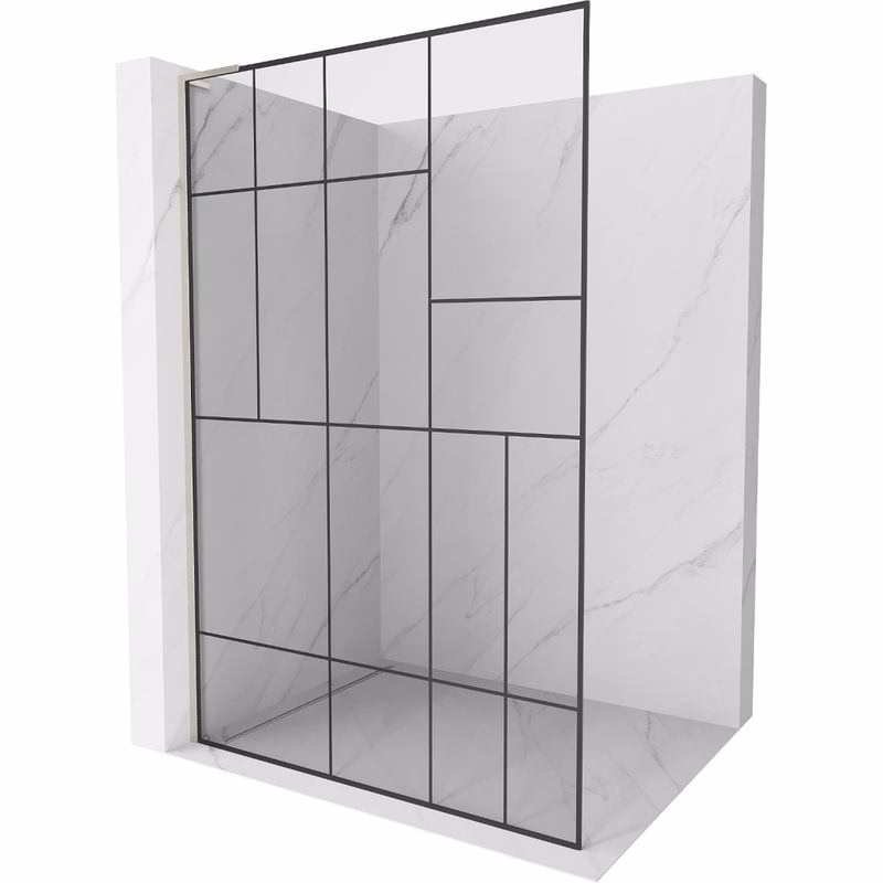 MEXEN/S - Kioto L Sprchová zástena WALK-IN 70 x 200, čierny vzor, nikel kefovaná 800-070-103-97-78