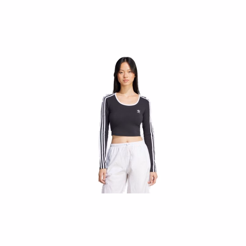 Dámske tričko s dlhým rukávom ADIDAS ORIGINALS 3S LS CROP-BLACK