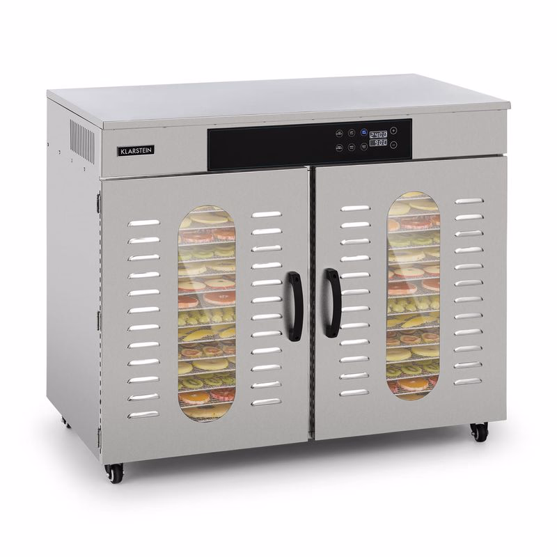 Klarstein Master Jerky 500, sušička potravín, 3000 W, 30 – 90 °C, 24 hod. časovač, nehrdzavejúca oceľ, strieborný