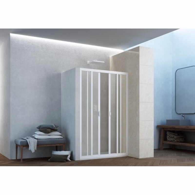 FORTE - Sprchové dvere MAESTRO CENTRALE - Farba rámu zásteny - Plast biely, Rozmer A - 120, Smer zatváranie - Univerzálny Ľavé / Pravé, Výplň - Polystyrol 2,2 mm (acrilico), Výška - 185 BSMAC12P