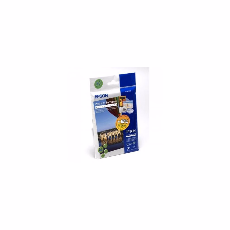 Epson Premium Semigloss Photo Paper, C13S041765, foto papier, lesklý, biely, 10x15cm, 4x6", 251 g/m2, 50 ks, atramentový