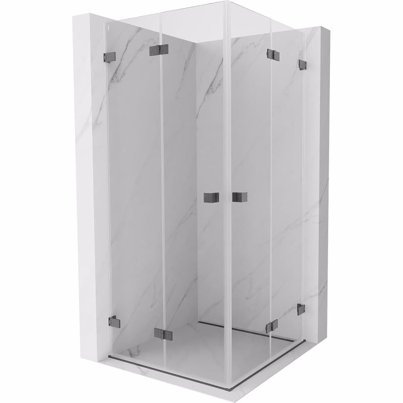 MEXEN/S - Lunar-F Duo sprchovací kút skladacie dvere 90 x 90, transparent, grafit kartáčovaná 836-090L-090P-66-00