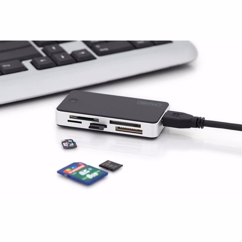 DIGITUS Čítačka kariet USB 3.0 s pripojovacím káblom USB 1m Podpora kariet MS/SD/SDHC/MiniSD/M2/CF/MD/SDXC