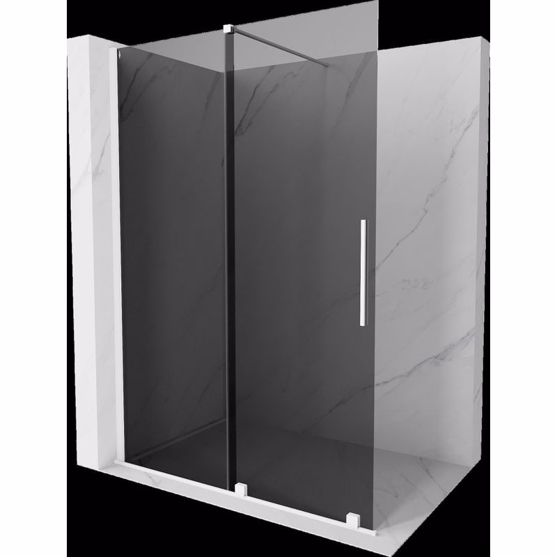 MEXEN/S - Velar Sprchová zástena posuvná Walk-in 140 x 200, grafit 8 mm, biela 871-140-000-43-20