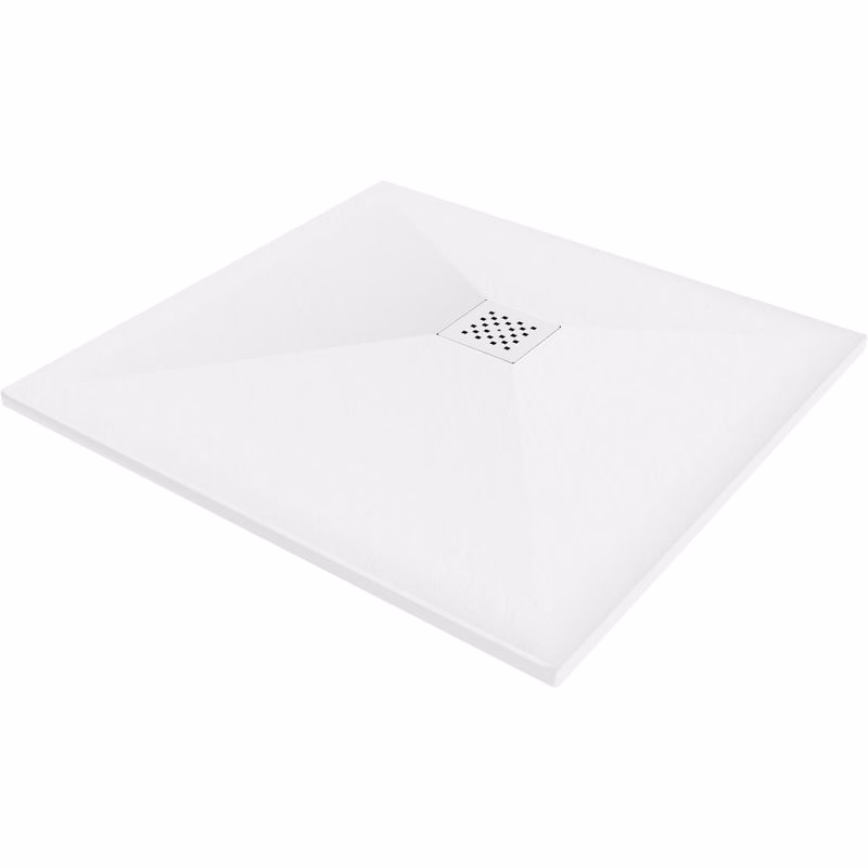 MEXEN/S - Stone+ štvorcová sprchová vanička 80 x 80, biela, mriežka biela 44108080-W