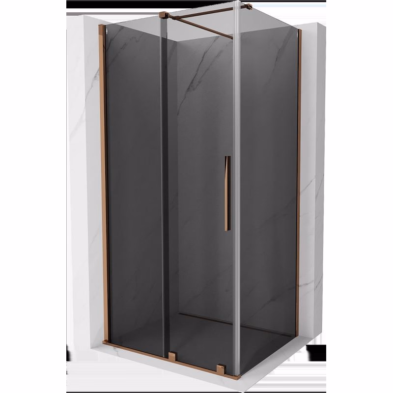 MEXEN/S - Velár sprchovací kút, posuvné dvere 90 x 110, grafit, ružové zlato 871-090-110-41-60