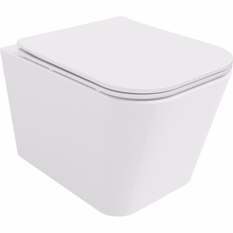 MEXEN/S - Teo Závesná WC misa Rimless Tornado vrátane sedátka s slow slim, duroplast, biela lesk 30850600T