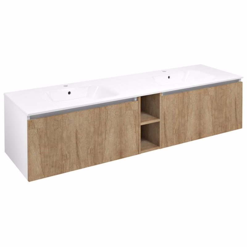 SAPHO - LOREA skrinka 160x46x51,5cm (70+20+70cm), dub alabama/biela matná LE070-2231-09