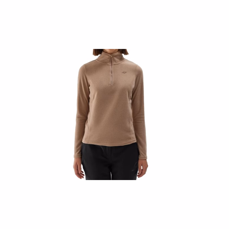 Dámska lyžiarska flisová mikina 4F FLEECE UNDERWEAR-WAW24UFLEF048-82S-LIGHT BROWN