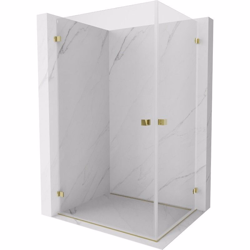 MEXEN/S - Lunar-B Duo sprchovací kút dvere krídlové 85 x 75, transparent, zlato 832-085L-075P-50-00