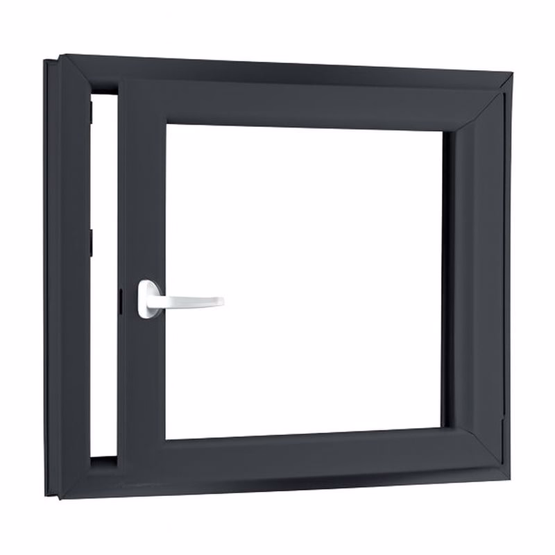 Jednokrídlové plastové okno pivničné 900x900 mm, antracit / biele, dvojsklo, pravé, OLIMPIA 60 AD
