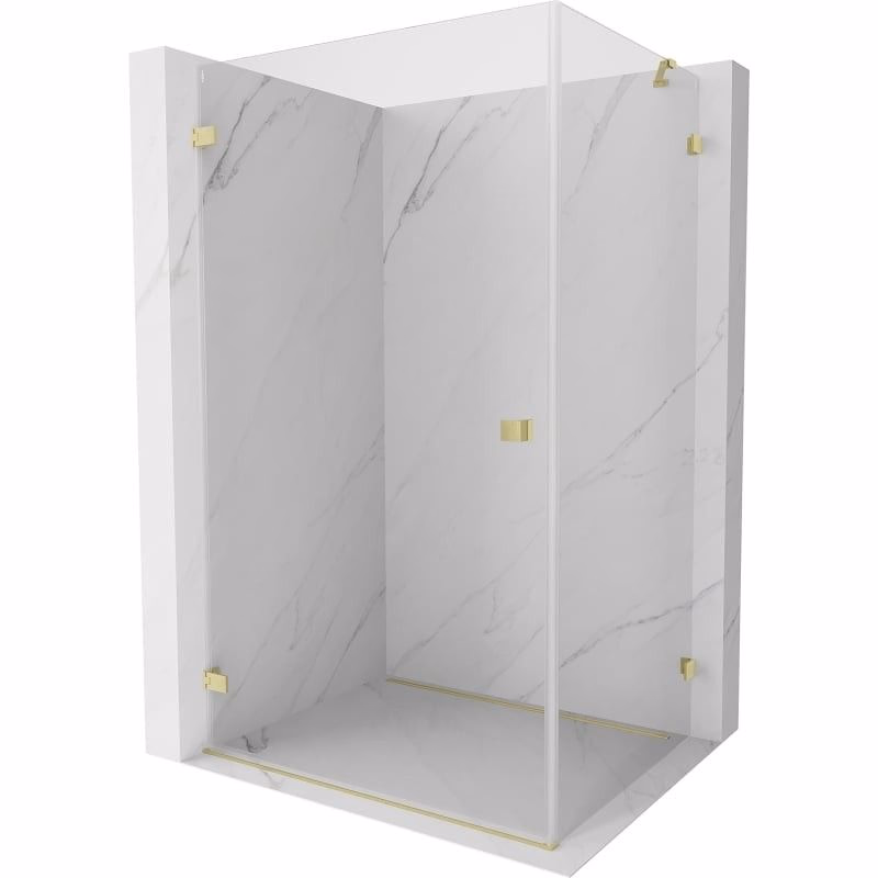 MEXEN/S - Lunar-B sprchovací kút dvere krídlové ľavá 95 x 90, transparent, zlato kartáčovaná 832-095-090-55-00-L