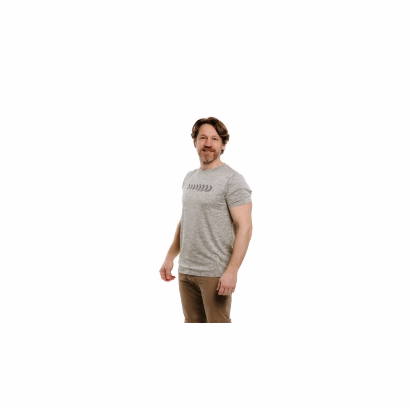 Pánske turistické tričko s krátkym rukávom EVERETT TecShirt M olive melange