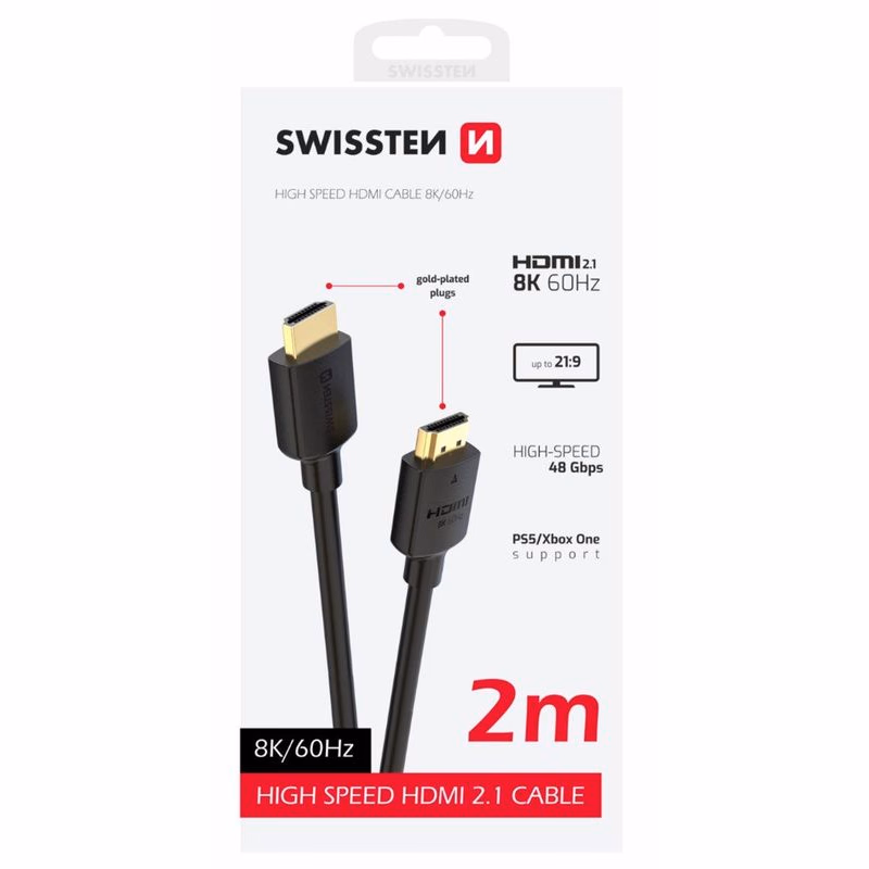 SWISSTEN KÁBEL HDMI NA HDMI 8K 60Hz 2,0 M PVC