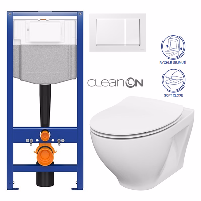 CERSANIT predstenový inštalačný systém s bielym tlačidlom K97-516 + WC CERSANIT CLEANON MODUO + SEDADLO K97-526 516 MO1