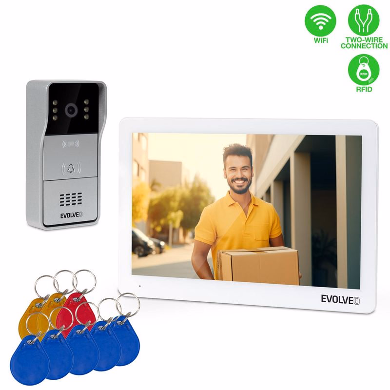EVOLVEO DoorPhone 10-2W - 2 drôtový videotelefón s aplikáciou 32GB pamäťou