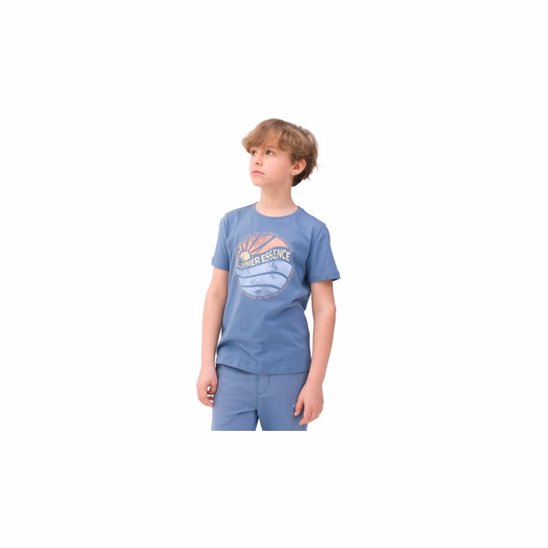 Chlapčenské tričko s krátkym rukávom 4F JUNIOR TSHIRT-4FJWSS24TTSHM1135-32S-DENIM