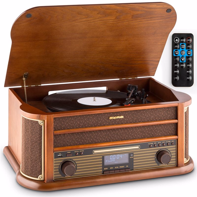 Auna Belle Epoque 1908 DAB, retro stereo systém, gramofón, DAB+