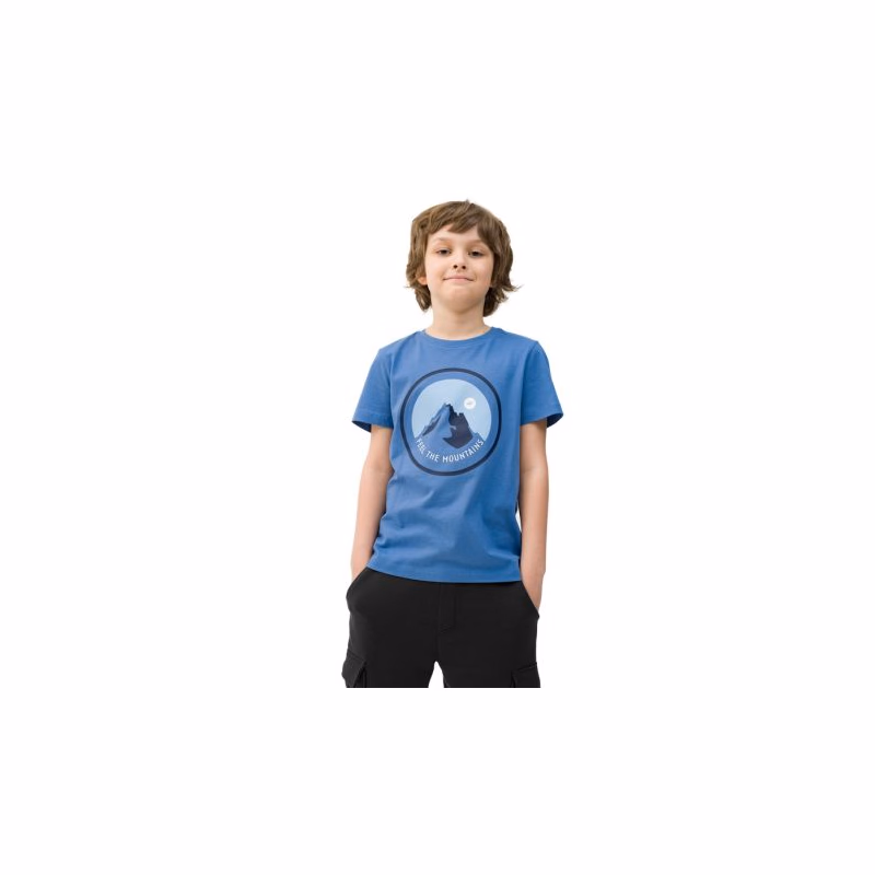 Chlapčenské turistické tričko s krátkym rukávom 4F JUNIOR TSHIRT-4FJWSS24TTSHM1133-33S-BLUE