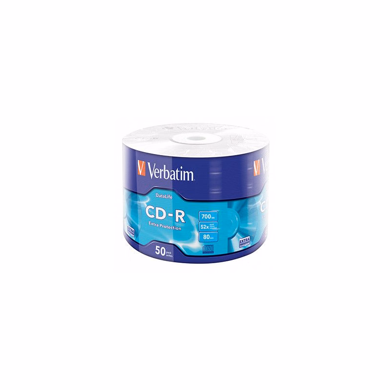 Verbatim CD-R, 43787, Extra Protection, 50-pack, 700MB, 52x, 80min., 12cm, bez možnosti potlače, wrap, pre archiváciu dať
