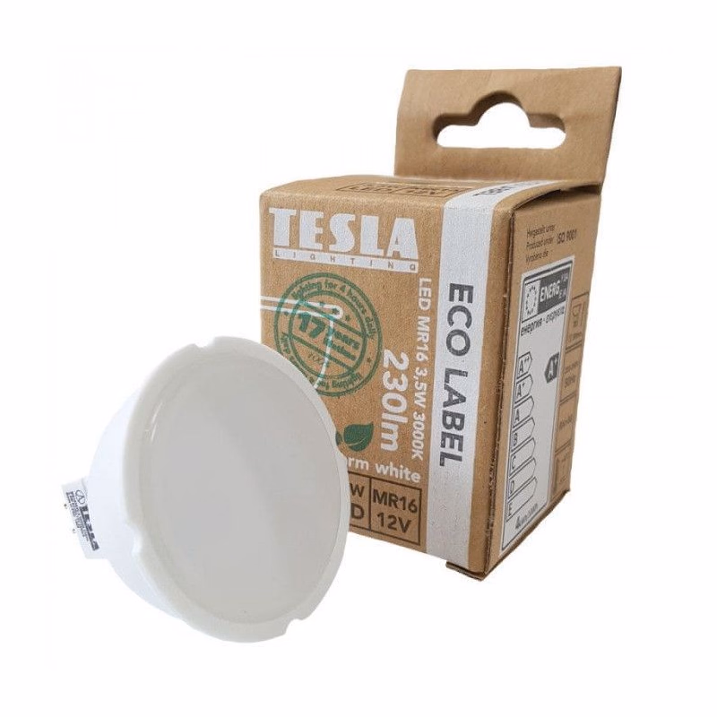 TESLA - LED MR163530-4, žiarovka GU5,3 MR16, 3,5 W, 12 V, 230 lm, 25 000 h, 3000 K teplá biela, 100 °