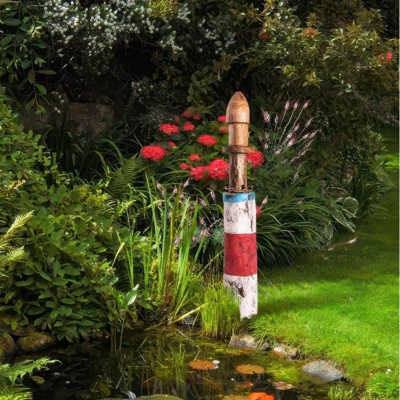 Dekorácia Drevený maják, farebný, 70 cm