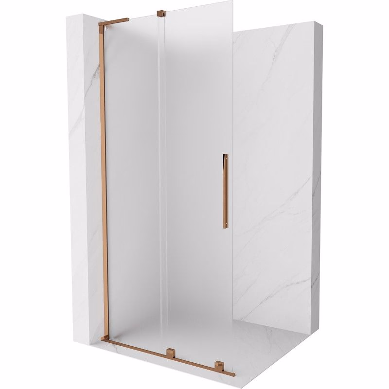 MEXEN/S - Velar L Sprchová zástena posuvná Walk-in 120 x 200, dekor 8 mm, ružové zlato 871-120-003-33-60