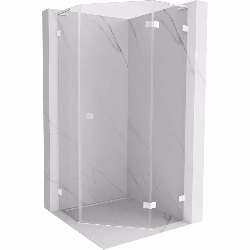 MEXEN/S - Lunar L sprchový kút päťboký krídlový pravá 80 x 80, transparent, biela 831L-080P-080L-20-00-P