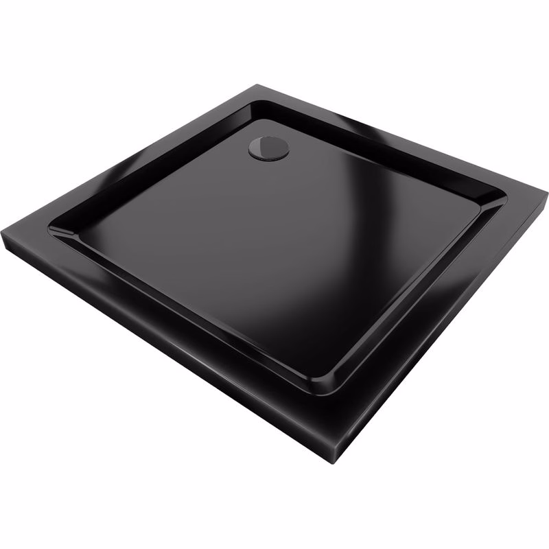 MEXEN/S - Flat Sprchová vanička štvorcová slim 100 x 100, čierna + čierny sifón 40701010B