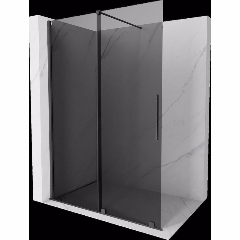MEXEN/S - Velar Sprchová zástena posuvná Walk-in 150 x 200, grafit 8 mm, grafit kartáčovaná 871-150-000-43-66