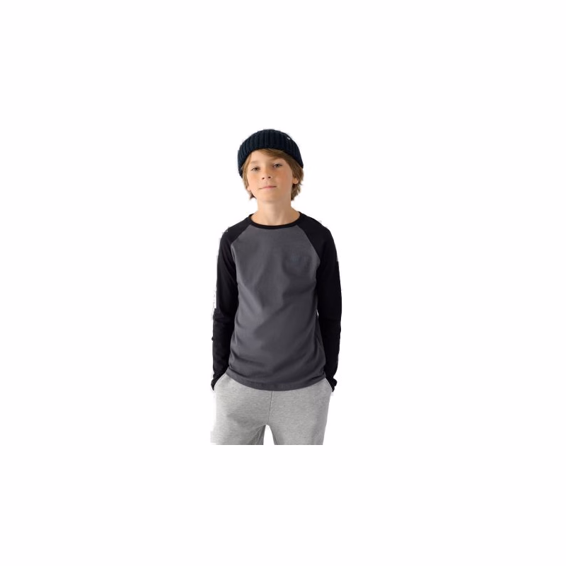 Chlapčenské tričko s dlhým rukávom 4F JUNIOR LONGSLEEVE-JWAW24TLONM293-22S-ANTHRACITE