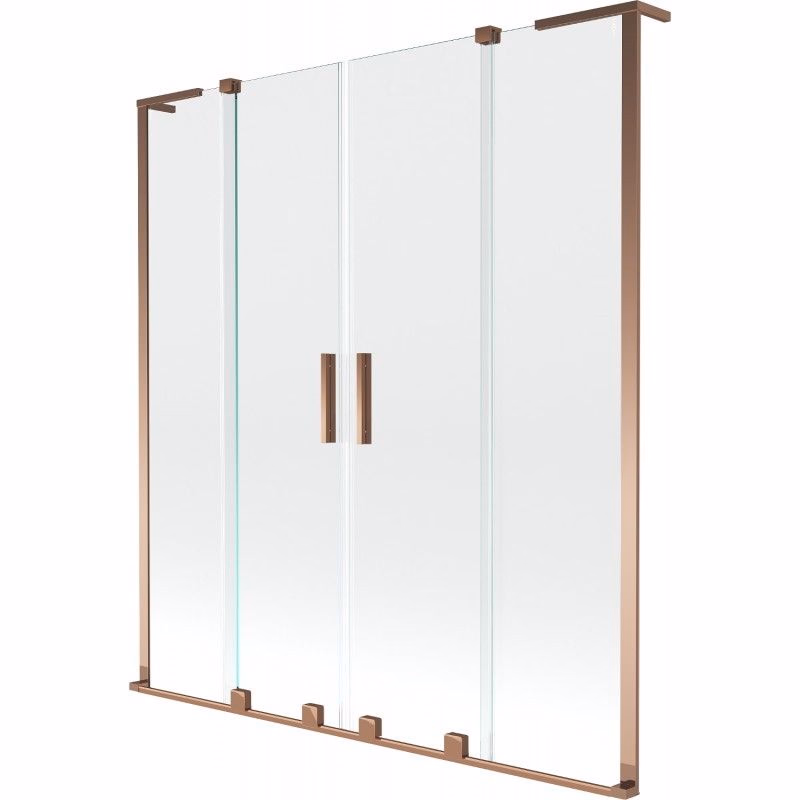 MEXEN/S - Velar L Duo dvojkrídlová posuvná vaňová zástena 140 x 150, transparent, ružové zlato 896-140-003-02-60
