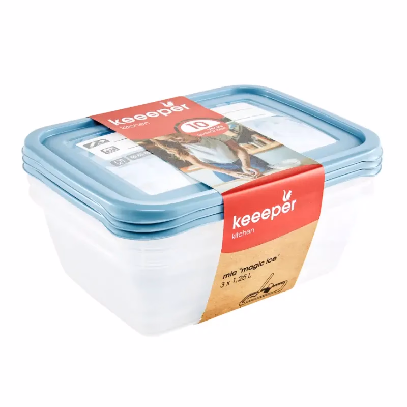 Súprava 3 nádob s etiketou modrá 20,5x15,5x6,5 1,25l
