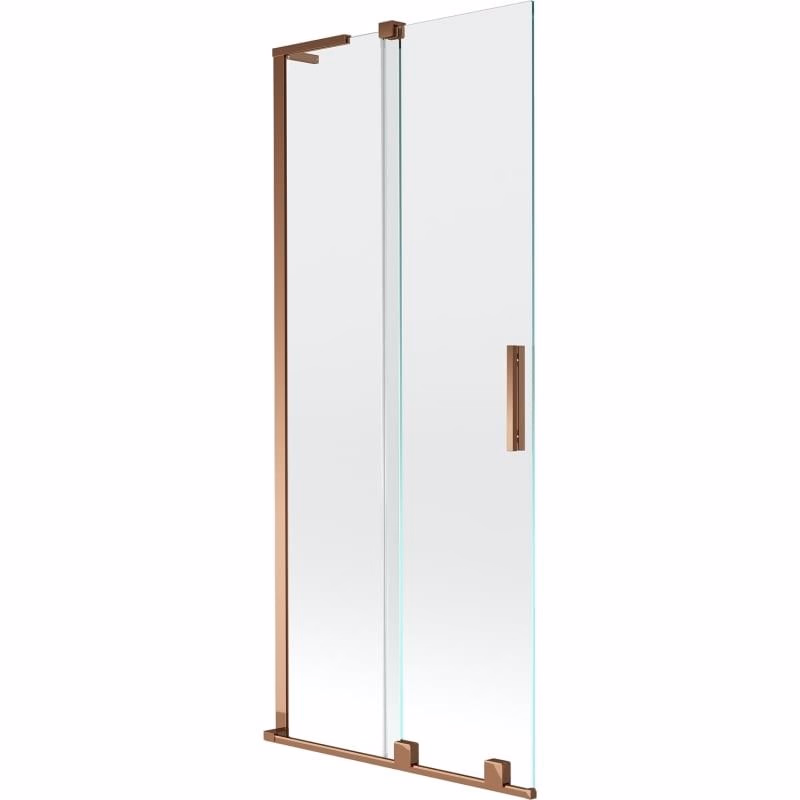 MEXEN/S - Velar L dvojkrídlová posuvná vaňová zástena 80 x 150, transparent, ružové zlato 896-080-003-01-60