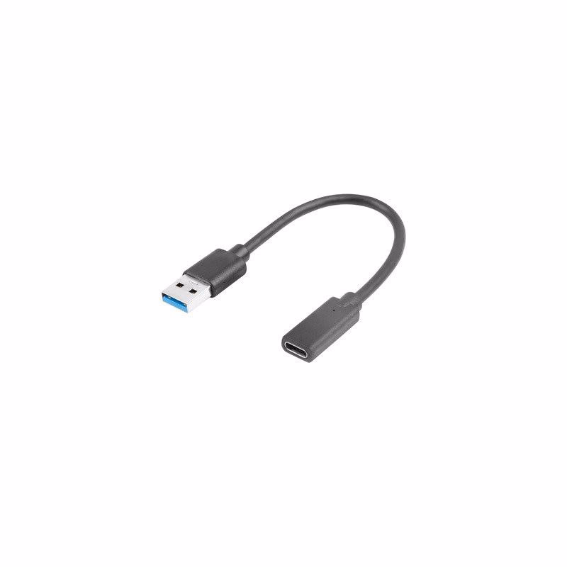 LANBERG kábel USB-C (F) 3.1 na USB-A (M) 15cm, čierny