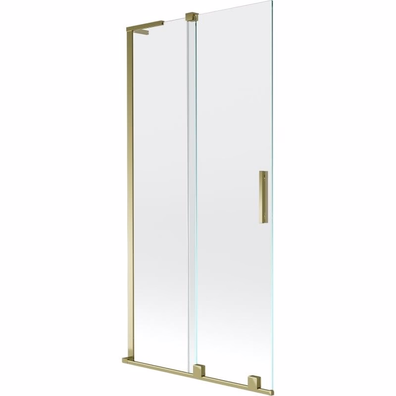 MEXEN/S - Velar L dvojkrídlová posuvná vaňová zástena 90 x 150, transparent, zlatá 896-090-003-01-50