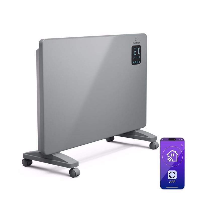 Klarstein Bansin Smart 1500 konvektorový ohrievač, 1500 W, Aplikácia, 5- 50 °C, LED displej, Dotykový displej