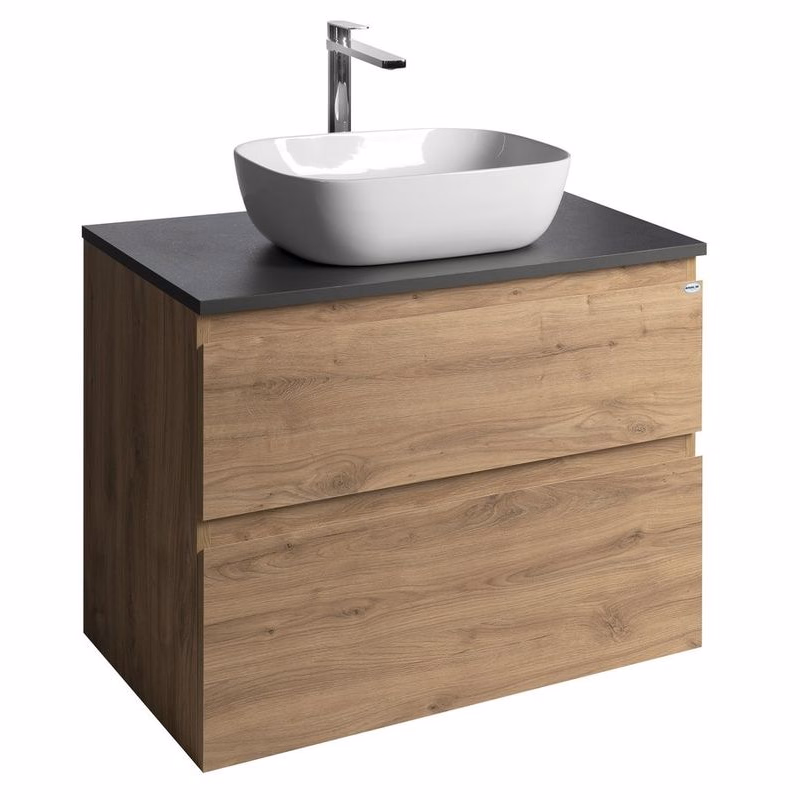 AQUALINE - ALTAIR skrinka s doskou 78,5 cm, dub emporio/antracit bridlica AI380-02