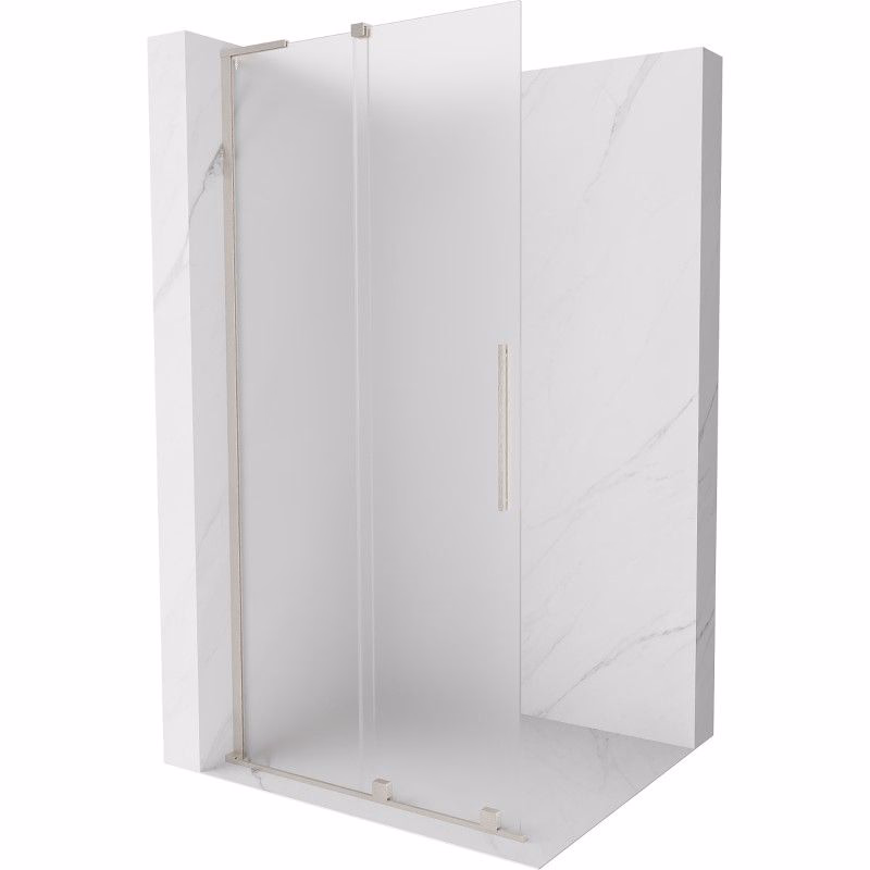 MEXEN/S - Velar L Sprchová zástena posuvná Walk-in 100 x 200, dekor 8 mm, nikel kartáčovaný 871-100-003-33-97